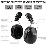 Orejeras montadas en casco, protección auditiva acoplable, orejeras de seguridad profesional, para construcción o fabricación, protección contra el ruido NRR de 27 dB (3022HM negro)
