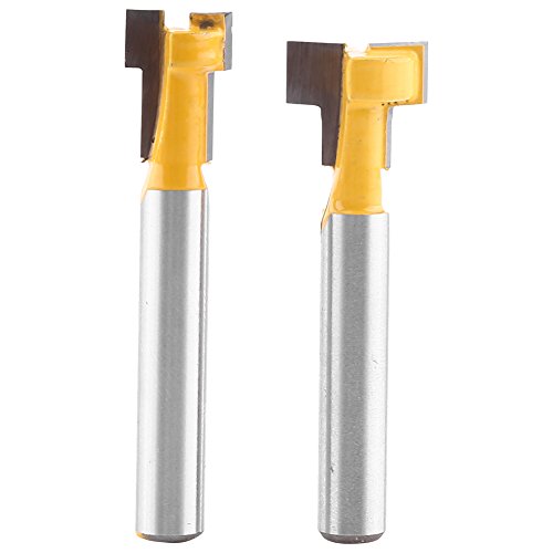 2 brocas para fresadora de ranura en T de 1/4 pulgadas, cortadores de carpintería de 3/8 pulgadas y 1/2 pulgadas de diámetro para recortadoras eléctricas o máquinas de grabado