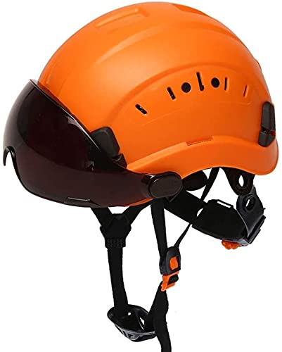 Casco de Seguridad Casco Industrial ABS con Gafas, diseño de Soporte Protector, Utilizado en proyectos de construcción, Operaciones a Gran altitud(Color:Orange)