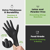 [100 unidades] Guantes desechables de nitrilo negro resistentes a los productos químicos, 6 mil. Guantes de látex extra resistentes y sin polvo, con textura, para los dedos, talla S
