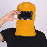 Capucha Soldador Protector de La Soldador de Cuero para Soldador de Cuero Tapa de Molienda con Cuello Drapeado de Hombro Filtro de Oscurecimiento de Drapeado Naranja