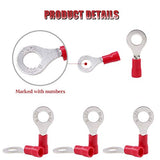 Hilitchi 100 terminales de anillo aislados calibre 22-16 conectores de crimpado de alambre eléctrico (M6, rojo)