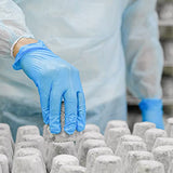 Schneider Guantes desechables de vinilo sintético, sin látex, sin polvo, azul, 10 cajas de 100 unidades de 100 unidades cada una, 1000 quilates en total (mediano)