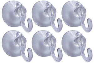 Ventosas / Chupones con gancho para vidrio (6 piezas) - Copas de succion de plastico transparente, pegan super fuerte en el cristal o superficies lisas! Organiza tu hogar colgando miles de cosas en los ganchitos!
