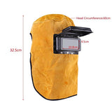 Capucha soldador con lente, capucha de soldadura de cuero, máscara de protección de casco de soldadura ajustable, absorción de sudor, resistente al calor, transpirable, para lugares de trabajo de soldadura