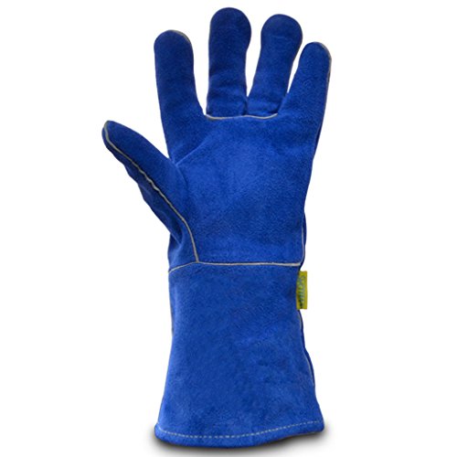 Guantes de Soldador de Cuero Resistente al Desgaste Resistencia a Altas temperaturas Guantes de protección Laboral Guantes Antiarrugas