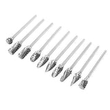 10 Piezas Fresa de Extremo,Juego de Fresas de Carburo de Tungsteno de Vástago de 2,35 mm y Vástago de 1/4"(6 mm) para Amoladora Rotativa DIY