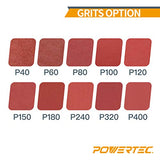 POWERTEC 110810 - Correas de lijado de óxido de aluminio de grano 80, papel de lija de alta calidad para lijadora de banda portátil, paquete de 10