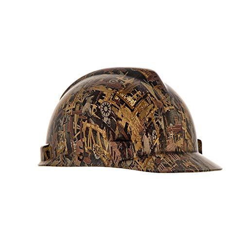 Gorra de seguridad con suspensión de trinquete Fas-Trac III | Carcasa de polietileno, correas de corona autoajustables – Tamaño estándar en camuflaje de campo de petróleo