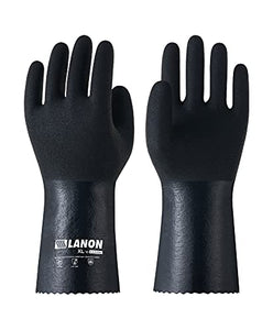 Guantes resistentes a químicos de nitrilo, guantes de trabajo resistentes, antideslizantes, sin látex, reutilizables, CAT III, protección LANON