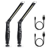 ORHOMELIFE Luz de trabajo LED recargable – 750 lúmenes linterna LED plegable linterna de mano inalámbrica luz de trabajo con base magnética, rotación de 360°, indicador de potencia para reparación de coche, garaje, hogar (paquete de 2)