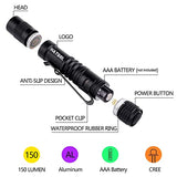 Hatori Mini Linterna LED Super Pequeña con Batería Pluma Linterna de Bolsillo Táctico Linterna de Bolsillo con Lúmenes Altos para Camping, Exterior, Emergencia, Linternas Diarias