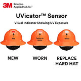 Casco de seguridad 3M SecureFit H-806SFV-UV, naranja, estilo de ala completa ventilada con sensor Uvicator, suspensión de trinquete de difusión de presión de 4 puntos, ANSI Z87.1
