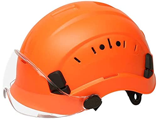 Casco de Seguridad ABS Casco de protección Ajustable para Trabajos en Altura con suspensión de 6 Puntos para construcción y Escalada(Color:Orange,Size: Type B)