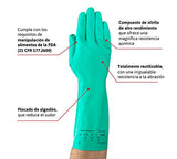 Solvex 37-175 - Guante de Nitrilo de Protección Química, Buen nivel de abrasión, texturizado para mejor agarre de piezas, con flocado de algodón que reduce el sudor. Talla 8 (Mediana) 1 Par.