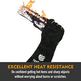 Guantes de soldador de cuero, resistentes al calor/fuego, guantes de barbacoa para chimenea, barbacoa, soldador, parrilla, horno, estufa, Tig, guantes de trabajo de utilidad general