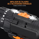 Inalambricos Taladro Eléctrico Con Kit De Herramientas 112 Piezas, Atornillado,Taladrado,Impacto, Adecuada para La Reconstrucción Del Hogar, La Decoración, La Jardinería y La Reparación de Automóviles