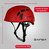 Casco de Protección Multifuncional para Escalada, Alpinismo, Senderismo con diseño Ajustable 52-62cm (Rojo)