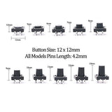 Hilitchi 250 piezas 6 x 6 mm 12 x 12 mm pulsador táctil interruptor micro momentáneo tacto surtido – 20 valor/4 pines