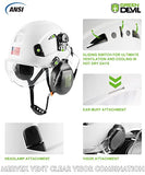 GREEN DEVIL Unisex-Adulto Casco De Seguridad Casco Duro Con Visera Y Protección Para Los Oídos Casco De Trabajo De Abs Ventilado, Liviano Y Ajustable Para Hombres Y Mujeres Suspensión De 6 Puntos Aprobado