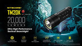 Nitecore TM20K - Foco de búsqueda LED táctica recargable USB-C de ultra alto rendimiento, 19 x CREE XP-L HD, 20000 lúmenes con 2 fundas de batería Eco Sensa gratis