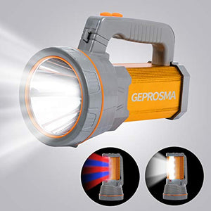 GEPROSMA Linternas de Mano Recargable Led Alta Potencia 8000 LM Potente Grande Batería 10000mAh de Larga Duración Impermeable, Luz Camping Brillante, Teléfono con Carga USB