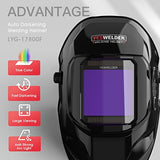 YESWELDER LYG-17800F - Casco de soldadura de oscurecimiento automático, pantalla de visualización grande, color verdadero, sensor de 4 arcos, para soldadura de arco TIG MIG