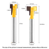 2 brocas para fresadora de ranura en T de 1/4 pulgadas, cortadores de carpintería de 3/8 pulgadas y 1/2 pulgadas de diámetro para recortadoras eléctricas o máquinas de grabado