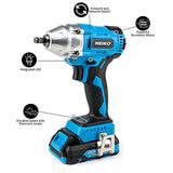 NEIKO 10880A Llave de impacto inalámbrica sin escobillas de 3/8 pulgadas, llave de impacto compacta de 20 voltios con batería de carga de iones de litio, incluye cargador rápido