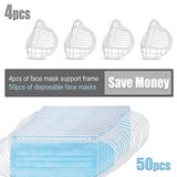 Mascarilla desechable, 50 máscaras de cara transpirables con 4 soportes para máscaras faciales, máscara facial protectora contra el polvo