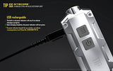 Nitecore TIP 2017 360 lúmenes USB recargable de acero inoxidable llavero de luz con la marca EdisonBright cable de carga USB