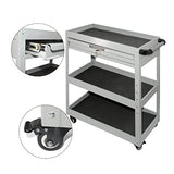 MYOYAY Carrito de herramientas de 3 niveles: carrito de herramientas con ruedas y cajones utilitarios de hasta 450 libras de carga, carrito de herramientas rodante de 3 niveles, organizador de herramientas de altura ajustable para almacén, cochera, jardín