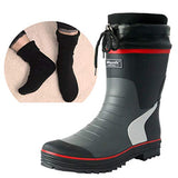DUANGUOYAN Botas de Lluvia- Botas de Lluvia de Color de Contraste de Costura para Hombres en el Tubo Botas de Goma Antideslizantes Impermeables Cubierta de Zapato Impermeable Ajustable para Hombres