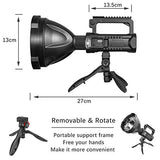 Linterna recargable de alto lúmenes, 90000 lúmenes LED superbrillante, 4 modos IPX5 luces de trabajo impermeables para senderismo, camping, caza y emergencias con trípode y salida USB