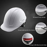 Casco de Seguridad Industrial, Casco de Construcción de Borde de ABS Casco de Seguridad de Choque con Gafas，para Poder/Edificio
