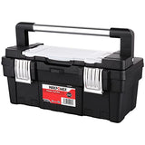 MAXPOWER Caja de herramientas de 16 pulgadas con bandeja extraíble, caja de herramientas portátil con mango de acero inoxidable y cierre de metal doble, nominal de hasta 33 libras