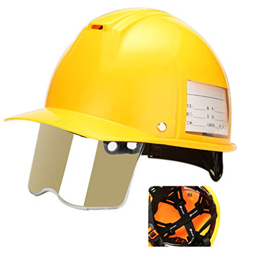 Casco de Construcción Casco de Ingeniería Material ABS Lente Telescópica Oculta Ventana de Información Personal Diseño De Cuidado De La Barbilla Refuerzo De Remache Fuerte Sombrero De Ingeniería