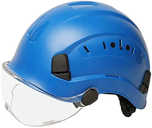 Casco de Seguridad ABS Casco de protección Ajustable para Trabajos en Altura con suspensión de 6 Puntos para construcción y Escalada(Color:Blue,Size: Type B)