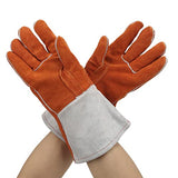 Guantes de soldador, guantes de soldadura eléctrica guantes de soldador de cuero de vaca gruesos guantes de corte de doble capa alargados un par(Rojo)