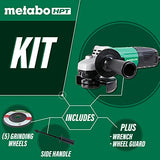 Metabo HPT Amoladora angular, 4-1/2 pulgadas, motor de 5.1 amperios, diámetro de agarre pequeño, 4 libras (G12SS2)