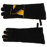 Guantes de soldador, de piel, resistentes al calor, resistentes al fuego, con costuras de Kevlar, resistentes al calor, para soldar, horno, parrilla, barbacoa, chimenea, estufa, soporte para ollas, soldador, 40,6 cm