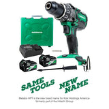 Metabo HPT Kit de taladro/destornillador inalámbrico MultiVolt de 18 V, motor sin escobillas, portabrocas de metal sin llave de 1/2 pulgada, garantía de herramienta de por vida | DS18DBFL2E