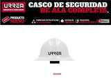 Casco de seguridad de ala completa con 4 puntos de suspensión, dieléctrico, con arnés de polietileno y ajuste por matraca color blanco