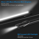 ORHOMELIFE Luz de trabajo LED recargable – 750 lúmenes linterna LED plegable linterna de mano inalámbrica luz de trabajo con base magnética, rotación de 360°, indicador de potencia para reparación de coche, garaje, hogar (paquete de 2)