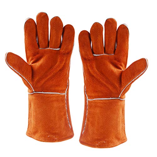 Guantes de Soldador Guantes Resistentes Al Calor Y de 14 Pulgadas para Mig, Soldador Tig, Horno, Camping, Estufa, Chimenea Y Más (