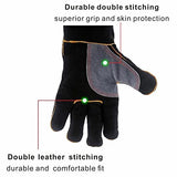 Guantes de soldador resistente al calor perfecto for soldador/cocción/hornear/chimenea/manejo de animales/BBQ - Black-Gray 14 pulgadas