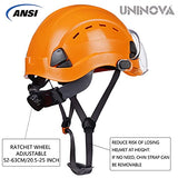 Casco duro de seguridad con visera – Casco ventilado aprobado por ANSI Z89.1 – Suspensión de trinquete de 6 puntos, perfecto para la construcción (visera transparente naranja 03)