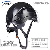 Casco duro de seguridad con visera – Casco ventilado aprobado por ANSI Z89.1 – Suspensión de trinquete de 6 puntos, perfecto para la construcción (02 Visera transparente negra)