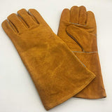 Guantes de Soldador- Resistentes al Calor y al Desgaste - for soldadores TIG/Mig/Chimenea/BBQ/Jardinería/Parrillas/Estufas (14 Pulgadas, Oro) Antideslizan