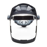 Protector facial con casco de trinquete, tinte transparente, revestimiento antivaho, negro, 14220